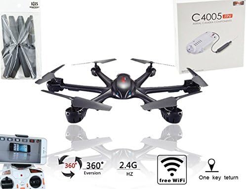 HB HOMEBOAT® Newest Quadcopter MJX X600 4ch 6-axis Gyro Rc Hexacopter Drones with Wifi FPV C4005 Camera & LED Light Black