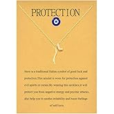 Dainty Letter Italian Horn Pendant Necklace for Women's Spiritual Protection Jewelry