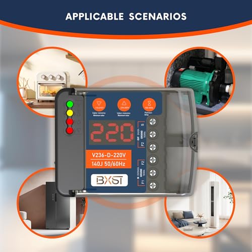 Protector de sobretensiones de cableado resistente con pantalla LED ajustable, protección de voltaje y retardo, 220 V, 30 A, 6600 W máximo, protección contra sobretensiones de 140 J para