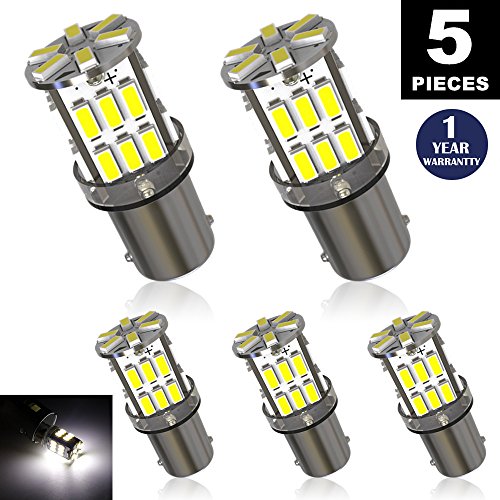 LUYED 5 x Super Bright 3014 30-EX Chipsets BA9 BA9S 53 57 1895 64111 LED Bulbs Used For Side Door Courtesy Lights Map Lights,Xenon White