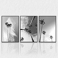 3 Piece Framed Canvas Wall Art Black and White Palm Tree Canvas Prints Home Artwork Decoration for Living Room,Bedroom - 16