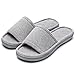 Women's Comfort Memory Foam Cotton House Slippers Spa Shoes w/Fleece Lining & Anti-Skid Rubber Sole (Medium / 7-8 B(M) US, Gray)