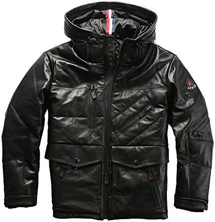 L Z L 高級羊革 ダウンジャケット メンズ ショート丈 本革ダウンコート ラム革 ライダースジャケット ブルゾン レザージャケット 革ジャン 防寒 防風 秋冬