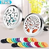 2 Pack Aromatherapy Car Diffuser Vent Clip 30mm Stainless Steel Car Diffuser Locket by AromaHouse(Tree of Life & Cloud)