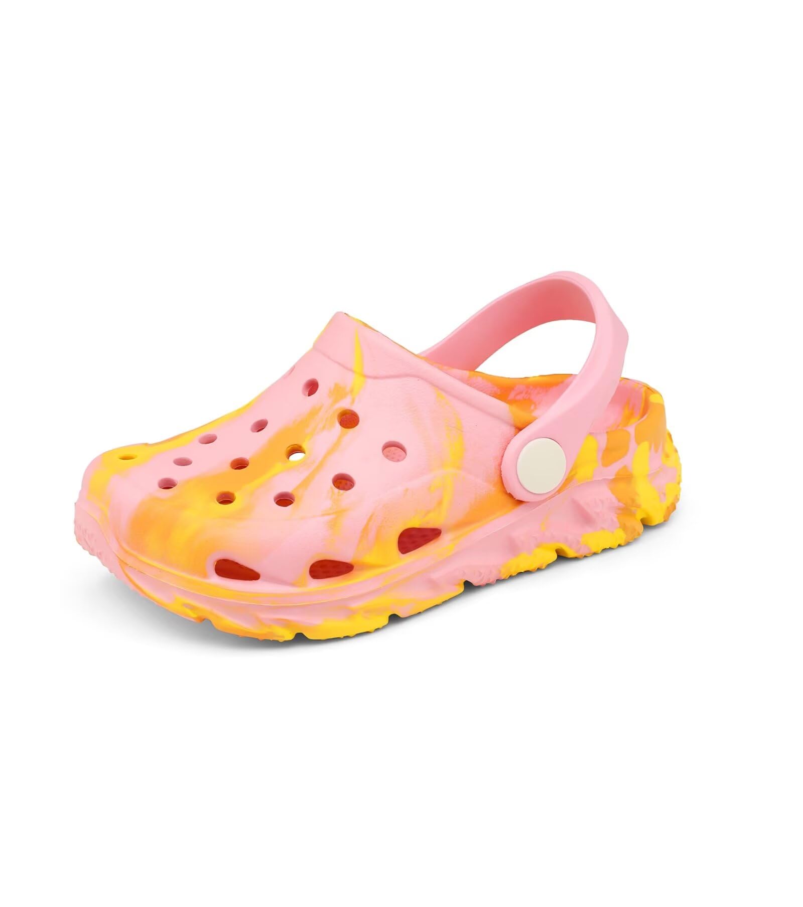Photo 1 of Cubufly Toddler Kids Clogs Garden Shoes for Boys Girls Marbled Tie Dye Water Shoes Slip on Sandals Pink/Yellow