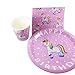 Unicorn Party Supplies Set (Serves 20 | 60 Pieces) with Paper Plates, Napkins & Cups - Super Cute Pink Rainbow Unicorn Design - Perfect for Girls Birthday Party