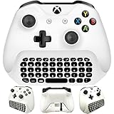 Whiteoak Xbox One S Chatpad Mini Gaming Keyboard Wireless Chat Message KeyPad with Audio/Headset Jack for Xbox One Elite &amp; Slim Game Controller Gamepad - 2.4GHz Receiver Included -White