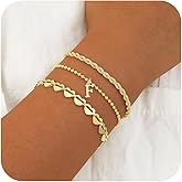 Tasiso Gold Bracelets for Women Gifts, 18K Gold Plated Letter Initial Bracelet Dainty Bead Monogram Bracelet Gold Initial Bracelets for Women Cute Jewelry Gifts