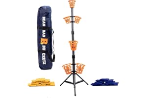 Creative Brainworks: B3 Bean Bag Bucketz; Outdoor Backyard Game : Lawn Bean Bag Toss Party Game - Giant 5' Camping, Tailgate, Beach, Cornhole Alternative Game Set, Yellow/Blue/Orange/Grey