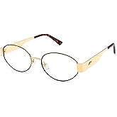 SOJOS Retro Oval Blue Light Blocking Glasses for Women,Trendy Blue Light Computer Glasses Metal Frame Eyewear SJ5434B