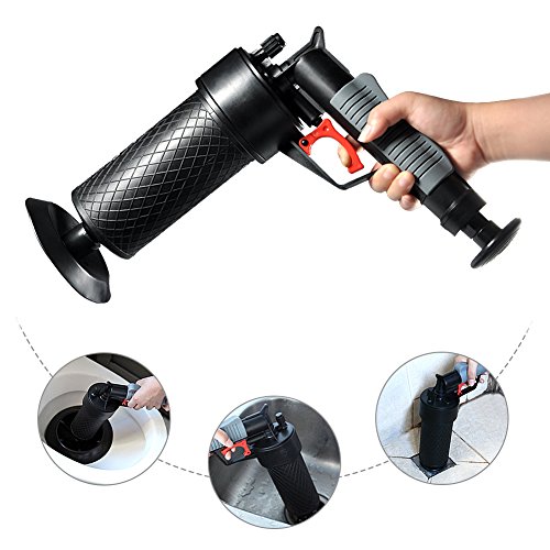 TOPINCN Air Power Drain Blaster, High Pressure Drain Opener for Toilet Bathroom (Black-more powerful,with gloves)