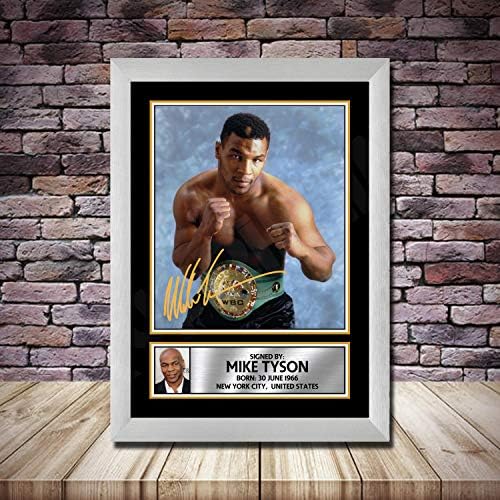 A3 SILVER FRAMED MIKE TYSON HEAVYWEIGHT BOXING CHAMPION Signed Autographed Poster Print | Wall Art | Photo | Signature | Autograph Image