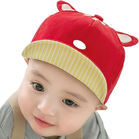 Amazon Co Jp Zhangyan ベビーワイドブリム太陽の帽子 Upf 50 野球帽 夏の屋外の折りたたみ式旅行帽子 2ヶ月 2歳 Color Red Size 48 50cm 18 8 19 6in ホーム キッチン
