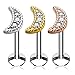 BodyJ4You 1-3PC Labret Stud Tragus 16G Surgical Steel Moon CZ 8mm-6mm Lip Earrings Barbell