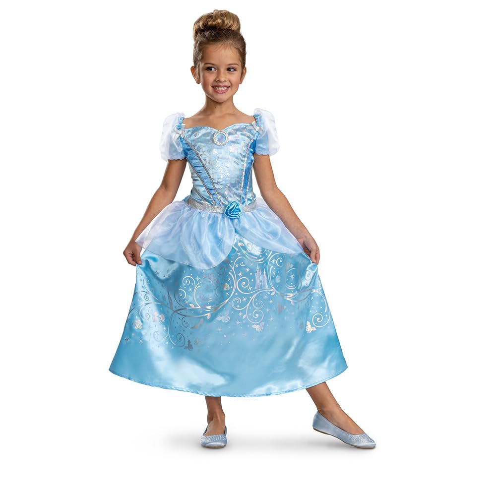 Disney Princess 100th Anniversary Cinderella Fancy Dress for Kids, Official Disney by Disguise, Beautiful Shimmer Detailing, Adorable Details, for Girls Ages 3-4, 4-6 & 7-8 Years