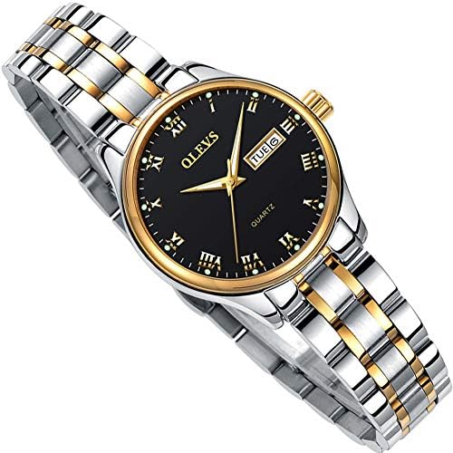 Black Face Stainless Steel Lady Watchy,Fashion Casual Women Day Date Watch with Small Dail HD