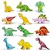 Gizmovine Dinosaur Baby Bath Toys for Toddlers, 12 Pack Bathtub Toys for Boys and Girls, Safe Dinosaur Figures Playset Water Squirts Toys for Bathtub with Bath Toy Organizer