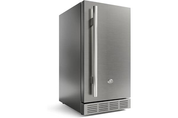 cureder 15 Inch Outdoor Refrigerator, Weather Proof Stainless Steel Beverage Beer Cooler Under Counter Fridge, Indoor/Outdoor Refrigerator with 3 Shelves for Patio Kitchen and Commercial Use
