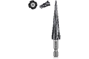 P.I.T. Quick Change Step Drill Bit Set 1/8"-1/2",SAE Standard Industrial Grade Titanium Coated Step Bit, M2 HSS Cobalt Drill bits for Metal, Stainless Steel, Aluminum, Wood, Plastic with 1/4 '' Hex Shank.