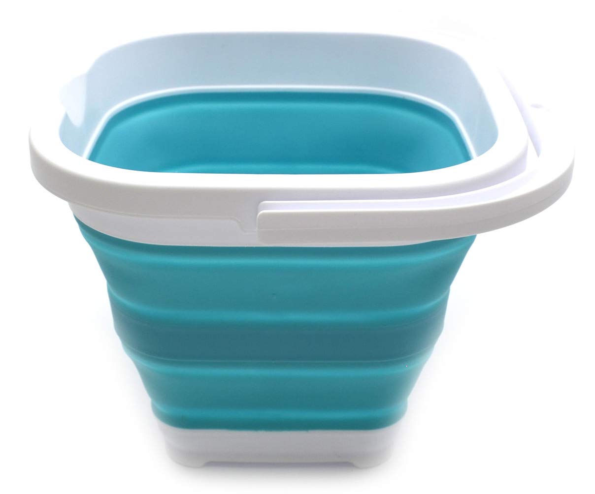 SAMMART 5L Collapsible Rectangular Handy Basket/Bucket (5L rectangular, Bright Blue)
