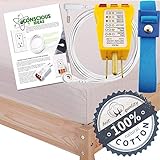 Earthing Grounding QUEEN Size Fitted Matress Sheet (Beige) 400TC Pure Silver Thread Conductive Earth therapy bedding Blanket, Natural Energy | 95% Organic Cotton For Better Sleep | Connection Cord