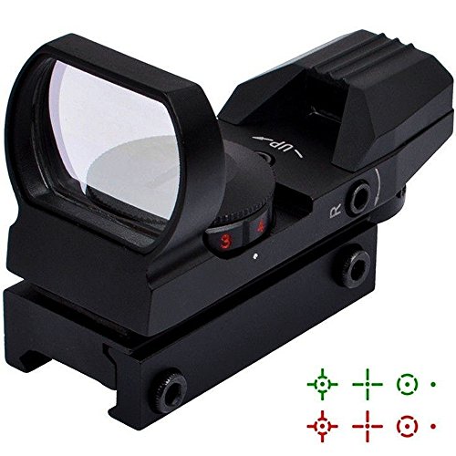 LASPUR Tactical Optic 4 Reflex Green Red Dot Sight Scope with Dual Illuminated Reticle Crosshair for Weapon Rifles Pistol Handgun Gun Rail Mount, Black