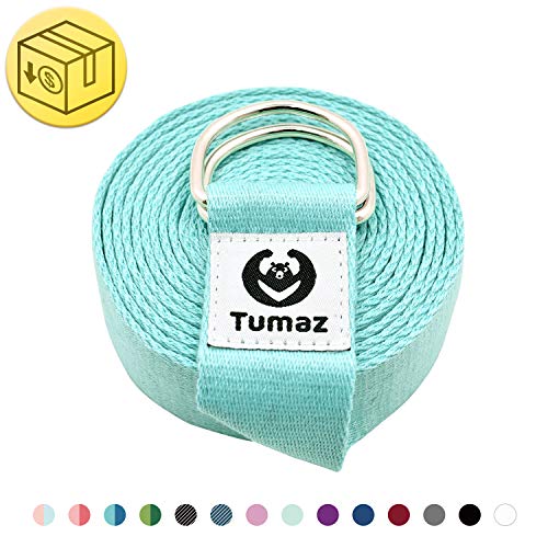 Tumaz Yoga Strap/Stretch Bands [Economy Shipping] for Stretching, Yoga, Pilates, Physical Therapy, Fitness with Sturdy D-Ring Loop & Extra Thick Soft Polyester Cotton (Multi-Colors