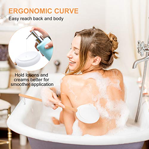 Lotion Applicator for Back,MAQUITA Long Reach Handle with Pad for Easy Self Application of Shower Bath Body Wash Brush,Skin Cream Suntan Tanning Aloe Acne for Women Men（4 Pads）