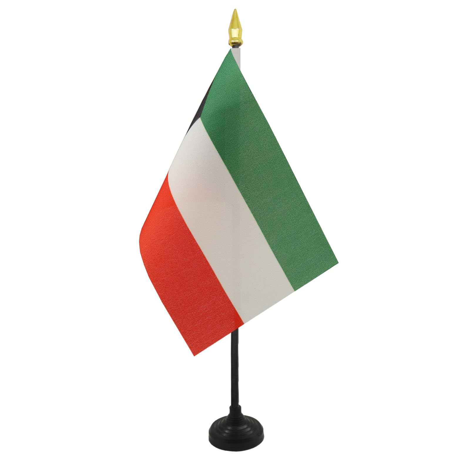 AZ FLAG - Kuwait Table Flag 4'' x 6'' - Kuwaiti Mini Desk Flag 100% Polyester 15 x 10 cm - Office Mini Banner with 10'' Pole - Golden Spear