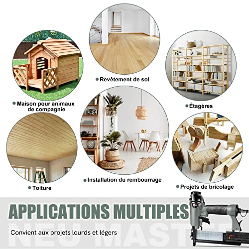 NEU MASTER 2 in 1 Multifunctional Pneumatic Nailer/Stapler with 800 Nails, 200 Staples, Carrying Case, Potection Glasses, Empty Plastic Bottles and 2 Allen Keys
