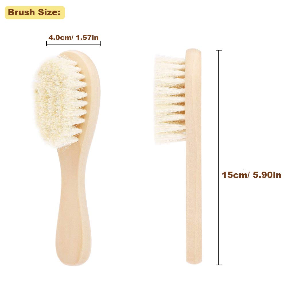 Molylove Baby Hair Brush with Wooden Handle and Super Soft Goat Bristles for Newborns & Toddlers : Baby