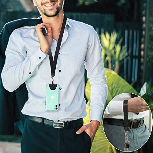 Phone Lanyard, COCASES Wrist Lanyard and Neck Lanyard for Keys ID Badge Set Phone Tether for iPhone, Galaxy & Most Smartphones (Black) - Thumbnail 2