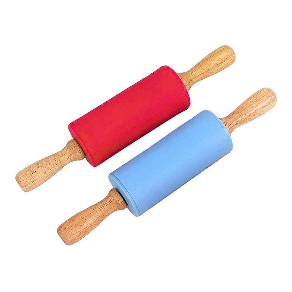 Kids Wooden Rolling Pin - Non-Stick Silicone Rodillo for Reposteria & Masa