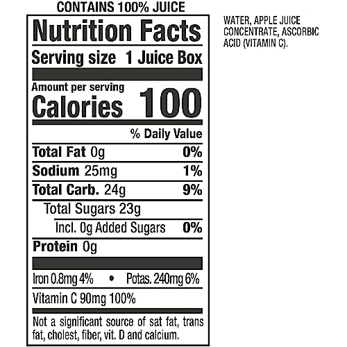 MOTT’S 100% ORIGINAL APPLE JUICE, 6.75 FL OZ BOXES, 32 COUNT (4 PACKS OF 8), 2 SERVINGS OF FRUIT, 100% FRUIT JUICE, GLUTEN-FREE, CAFFEINE-FREE, KOSHER, CONTAINS NO ARTIFICIAL COLORS OR SWEETENERS