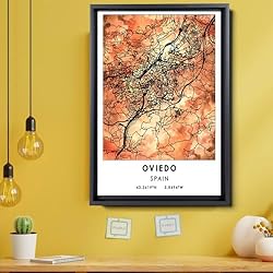Oviedo Map Poster, Spain Map Art Poster, Map Decor