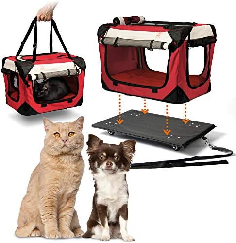 PetLuv “Happy Cat Premium Cat Carrier Soft Sided Foldable Top & Side Loading Pet Crate & Carrier Locking Zippers Shoulder Straps Seat Belt Lock Plush Pillow Reduces Anxiety