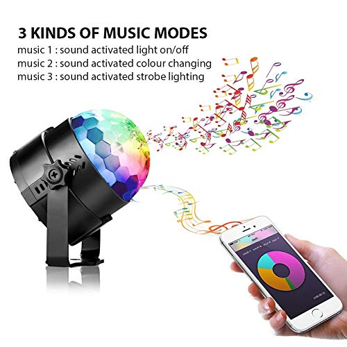 Disco Lights Disco Ball Party Lights Sound Activated, Karrong RGB Strobe Lights DJ Light Rotating Mirror Ball Lighting Effect for Kids Halloween Xmas Birthday Disco Parties Dance Karaoke Decoration