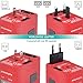 Travel Adapter with 4 USB (SandRed) - All-in-One European Power Adapter - for UK US China & 150+ Countries - Smart Charging Electrical Adapters for Travel - Type C Type A Type G Type I by Sublimeware