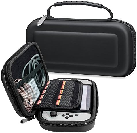 Nintendo Switch Carrying Case By NOKEA, Zipper Protective Portable Travel Shell Pouch EVA Carry Case with 10 Game Card Slots and Inner Pocket for Nintendo Switch Console & Accessories (Black)