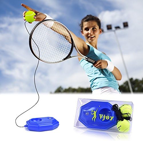 ChenXi Global Tennis Ball Trainer Solo Aids, Tennis Base with A Rope Self-study Tennis Rebound Player with Trainer Baseboard + 2 Training Ball
