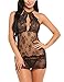 Avidlove Women Babydoll Lingerie Lace Chemise Halter Nightwear Teddy Dress Black XL