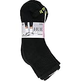 HUE Women's Mini Crew Cotton Blend Socks, Black & White, 5 pairs, One Size