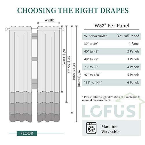 Lofus Semi Sheer Window Curtains, Basic Rods Pocket Voile Fabric Drapes, Privacy Window Treatments for Living Room Kitchen Bedroom, 52\