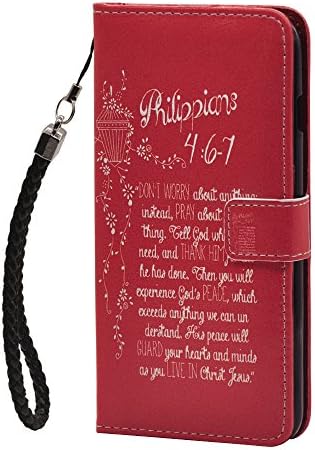 Wallet Case For iPhone 8 Plus/iPhone 7 Plus, Bible Verses Christian Quotes Philippians 4:6-7.Customized PU Leather iPhone 8 Plus 5.5" cover case, Magnetic Clip Durable Phone Case with Card Slots