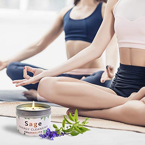 CHANDELITA-Aromatherapy-Candle-Scented-with-Pure-Sage-for-Home-Blessing-and-Energy-Sage-Leaves-with-Soy-Wax-for-Purification-Relaxation-Meditation-and-Chakra-Healing