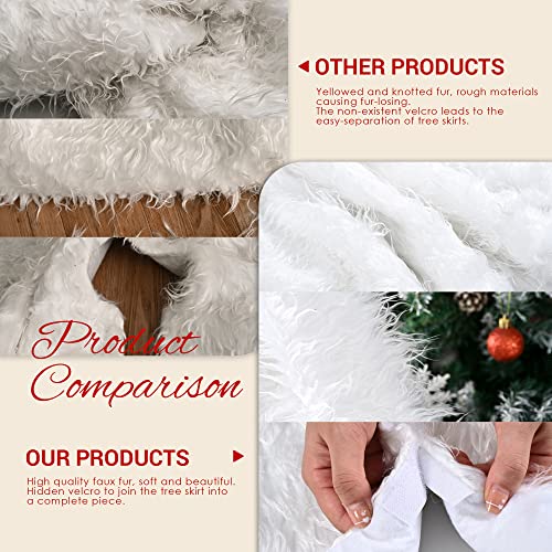 GIGALUMI Christmas Tree Skirts 48 Inch White Faux Fur Tree Mat
