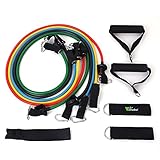Amzdeal Resistance Bands Set with Door Anchor, Handle, Ankle Strap, Resistance Tube Band for Fitness