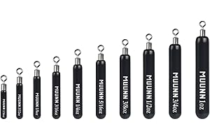 MUUNN 10 Pack Tungsten Free Rig Skinny Drop Shot Weights,Raindrop Free Rig Fishing Sinkers kit for Drop Shot Rig,97% Density Tungsten Fishing Weights