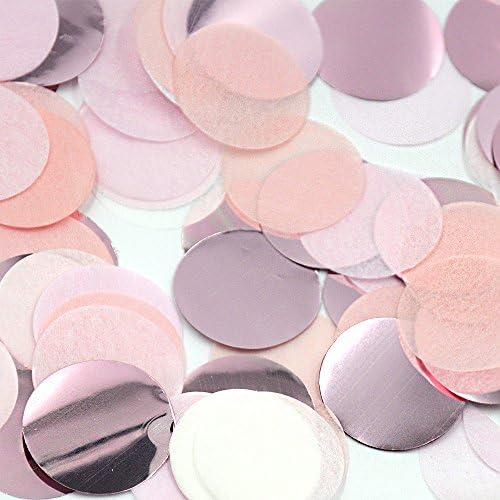 1-inch Round Tissue Paper Party Table Confetti Tissue Paper Confetti Rose Gold Mylar Confetti- 50 Grams for Flower Shower Engagement Party Bridal Shower Baby Shower Girls Party Teatime Party Decor