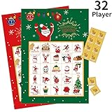 Christmas Bingo Game - 32-Set Family Holiday Party Supplies Activity Kit, 2 to 32 Multi-Player Bingo, Home party, Winter Fun for Kids and Adults